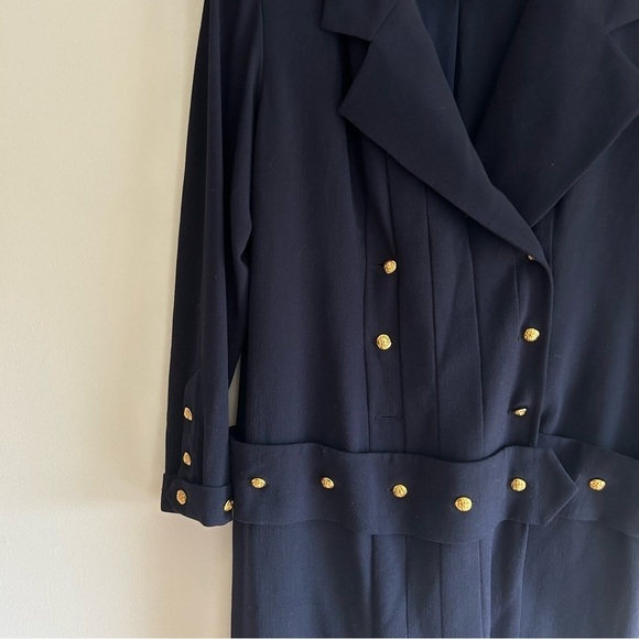 Vintage Chanel 80's Navy Maxi Pleated Dress Size 42 - Picture 10 of 13